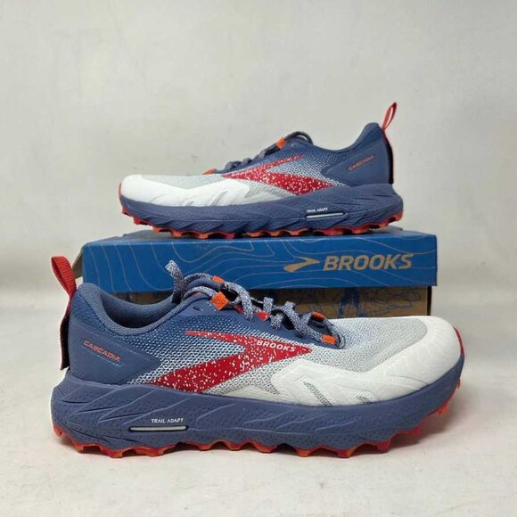 New women's 7 Brooks Cascadia 17 trail-running sneakers White / Navy Bittersweet - Picture 1 of 10
